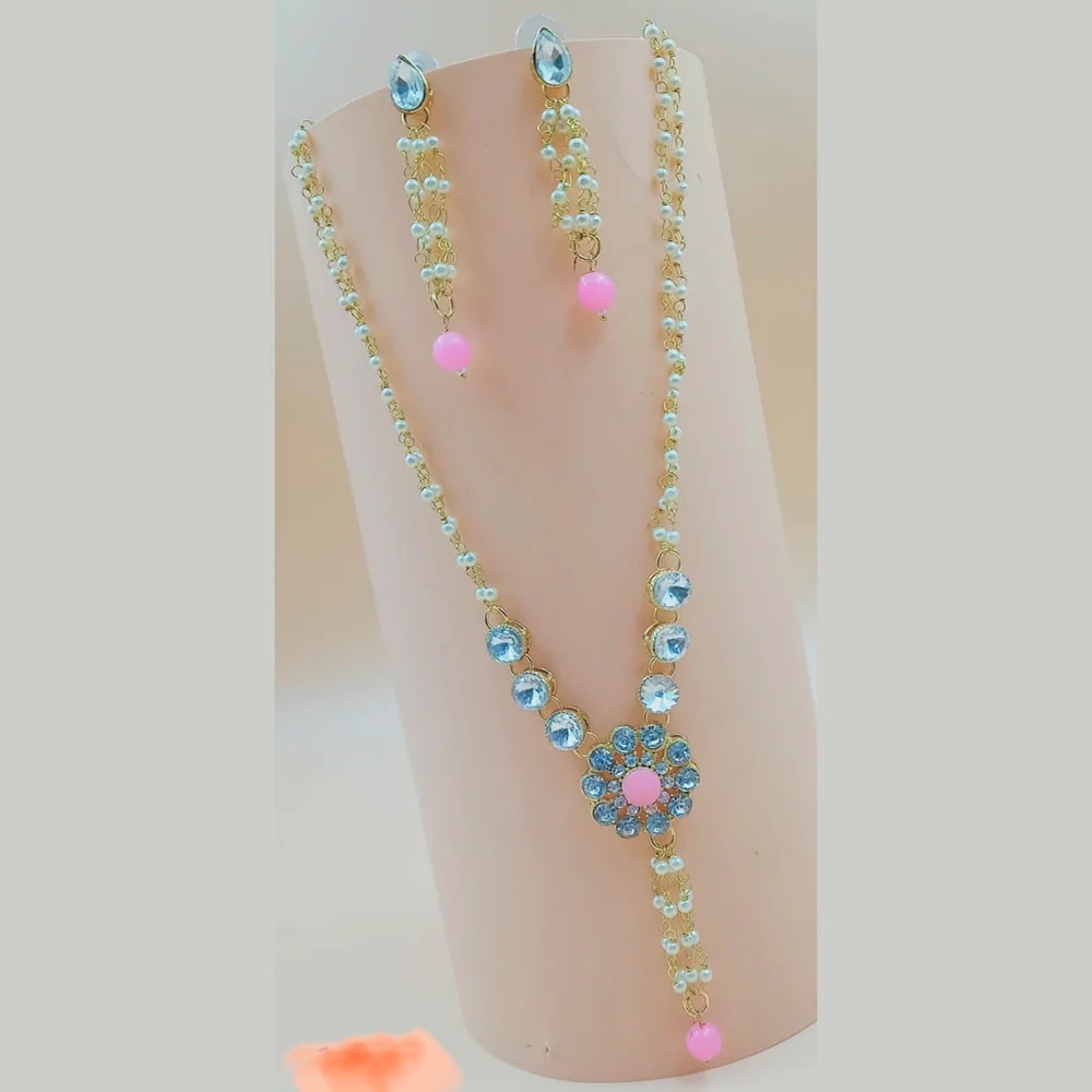 Gold Plated Stone And Kundan Necklace Set